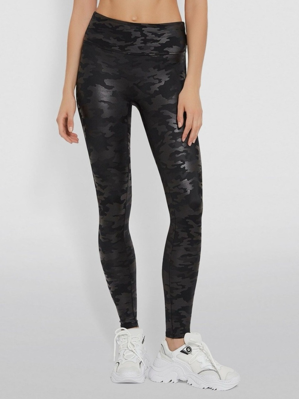 Spanx Faux Leather Leggings Matte Black Camo